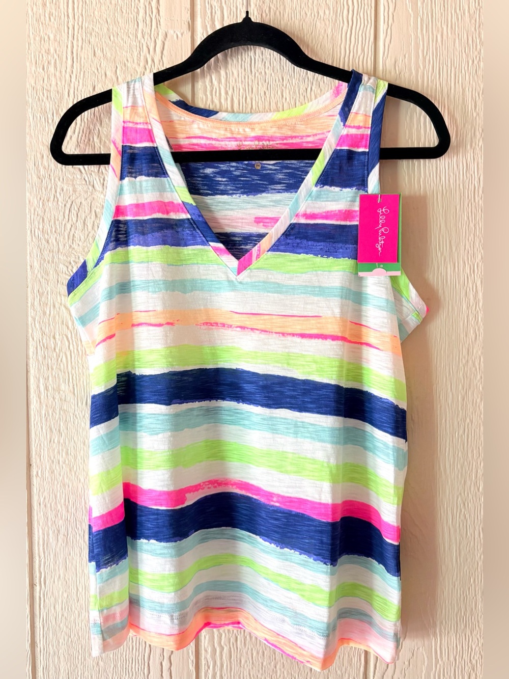 Lilly Pulitzer Jaylynne Racerback Neon Stripe Tank Top M